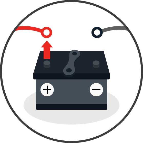 バッテリーのプラス端子を外す